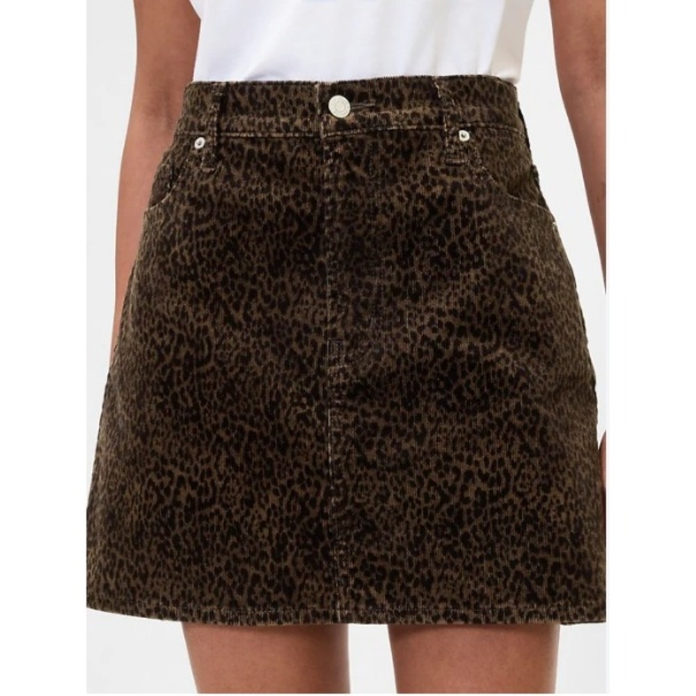 Gap Brown Leopard Corduroy Mini Skirt 2025 Animal Print A-line Mobwife Size 6 28